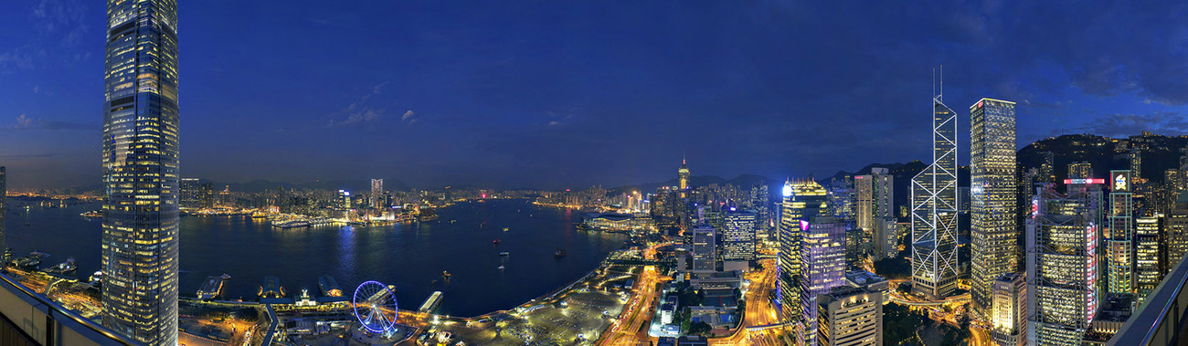KMPAN-47 Harbour  Central from Jardine House at night - Panoramas of Hong Kong - comtemporary