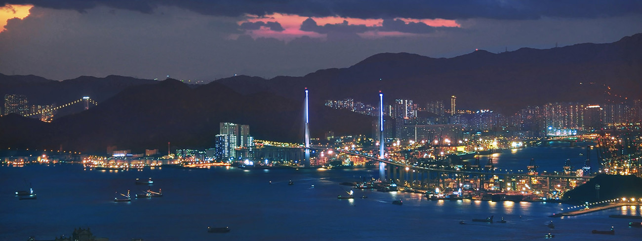 KMPAN-87 Tsing Yi Bridge from the Peak - 2014 - Panoramas of Hong Kong - comtemporary