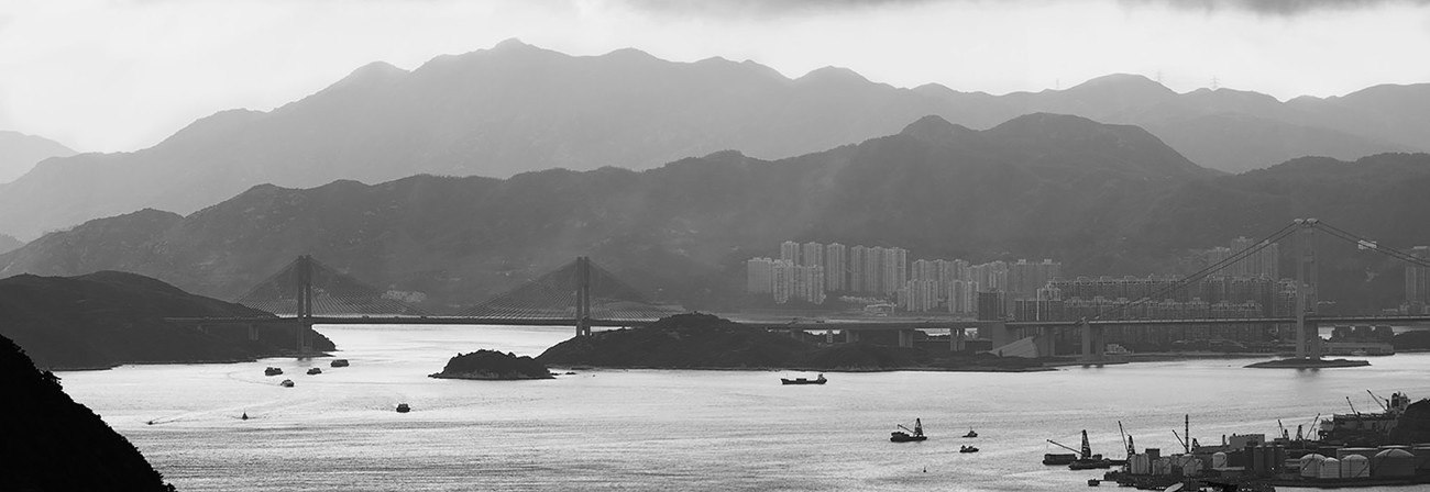 KMPANBW-10 Tsing Ma Bridge from Peak - Panoramas of Hong Kong - comtemporary