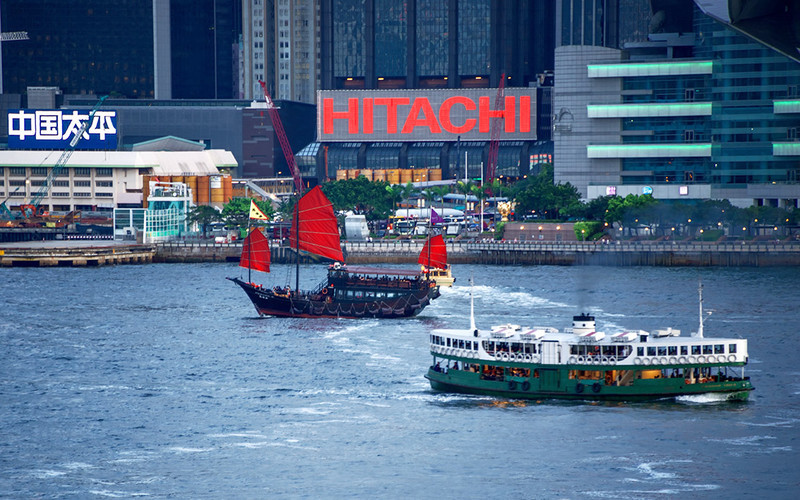 The Aqua luna and a Star ferry off North Wan Chai - DSC_5435 - Hong Kong with the Aqua Luna Junk