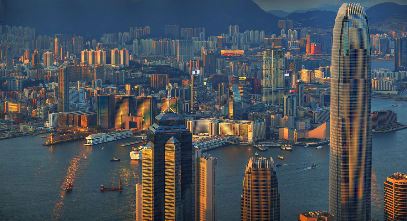 KMPAN-10 the IFC & Tsim Sha Tsui from the Peak - 2014 - Panoramas of Hong Kong - comtemporary