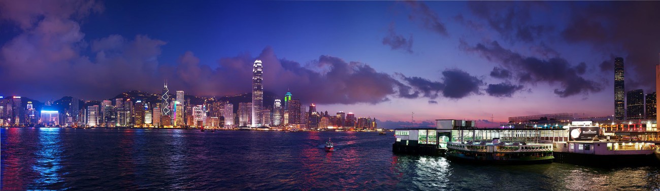 KMPAN-13 Hong Kong Island & Star Ferry from Kowloon waterfront - 2013 - Panoramas of Hong Kong - comtemporary