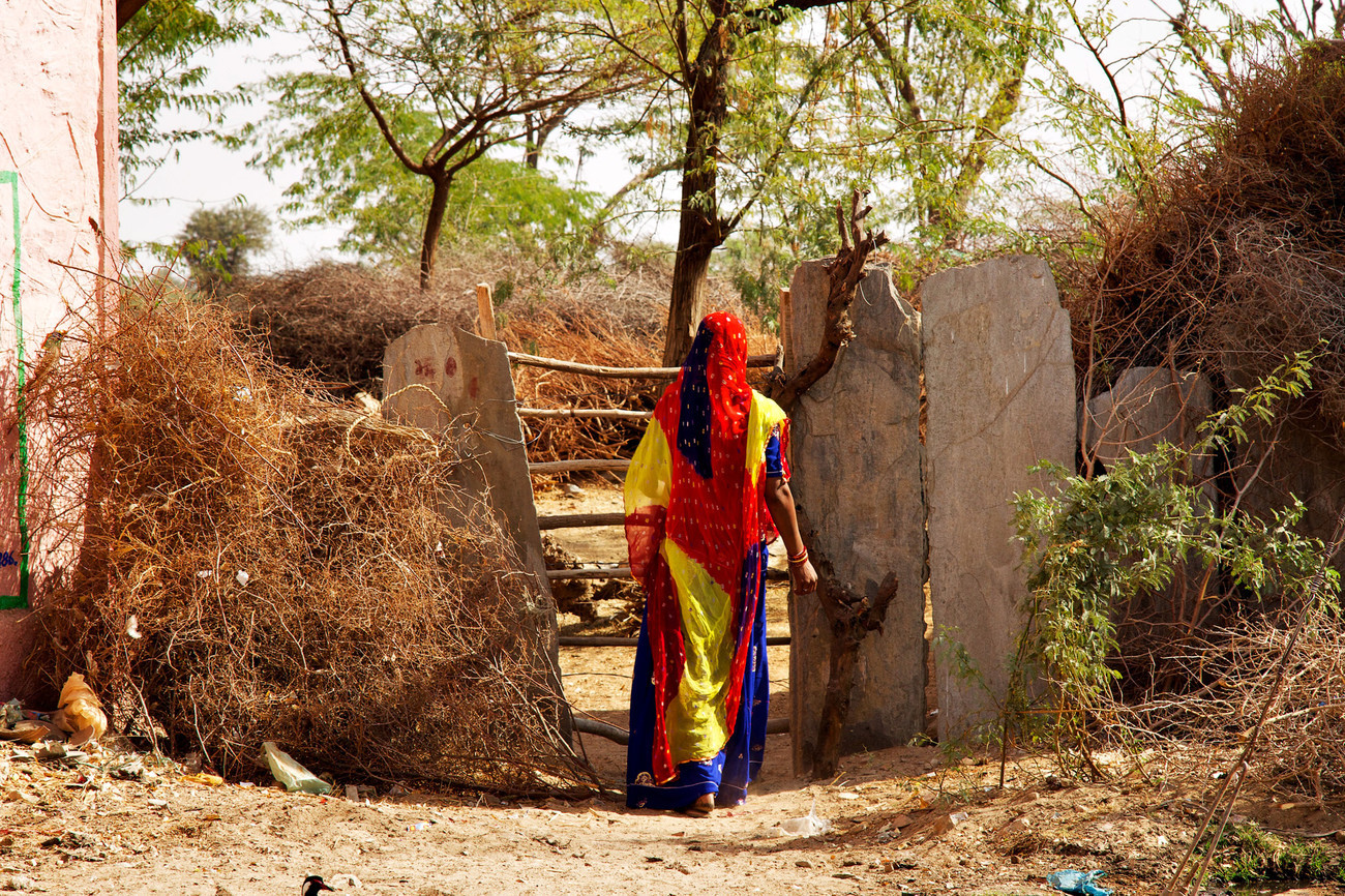 Colourful sari in Chatra Sagar village - India