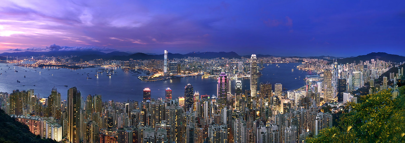 KMPAN-03 The Harbour from the Peak at night - 2015 - Panoramas of Hong Kong - comtemporary
