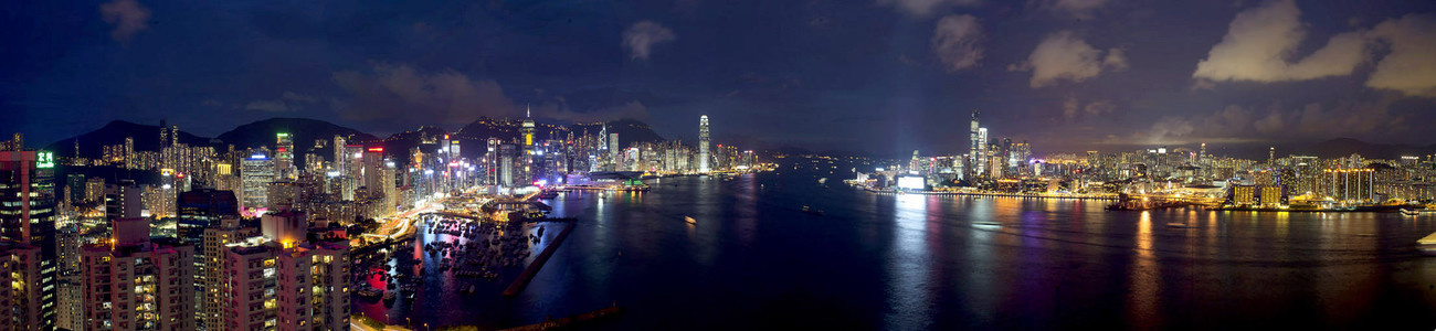 KMPAN-38 From Harbour Grand Hotel at night - Panoramas of Hong Kong - comtemporary