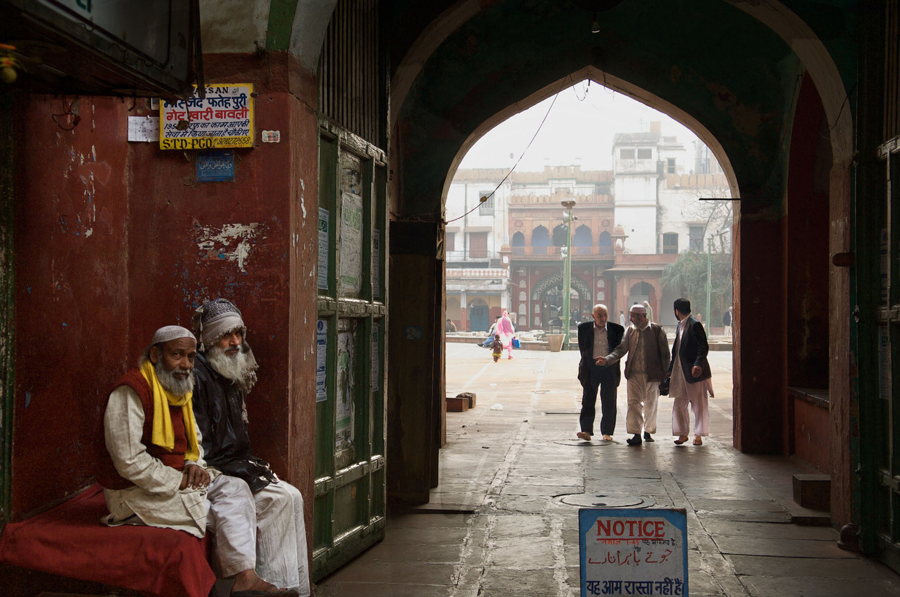 Old men near the Mosque, Old Delhi - India