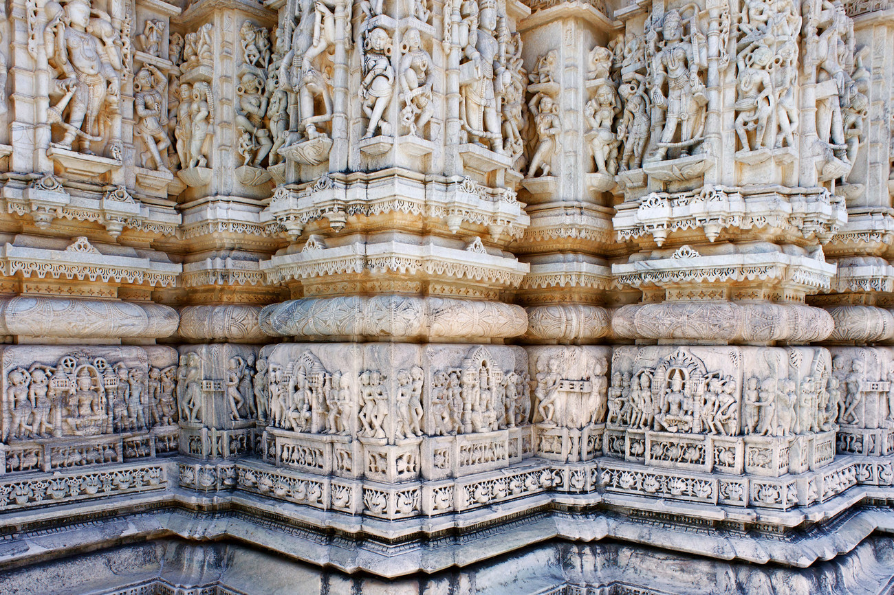 Wall of carvings - Nagda Temple near Udaipur - India