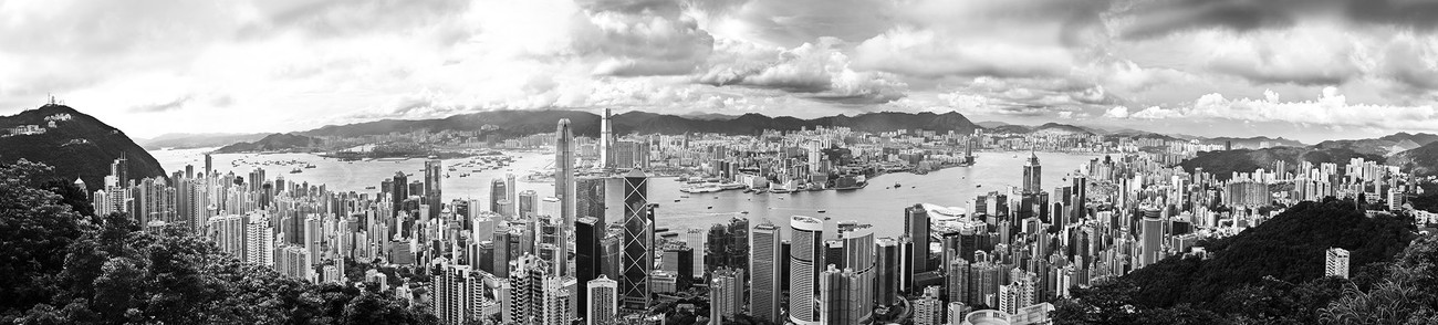 KMPANBW-27 Harbour and city from Polocks Path - 2015 - Panoramas of Hong Kong - comtemporary