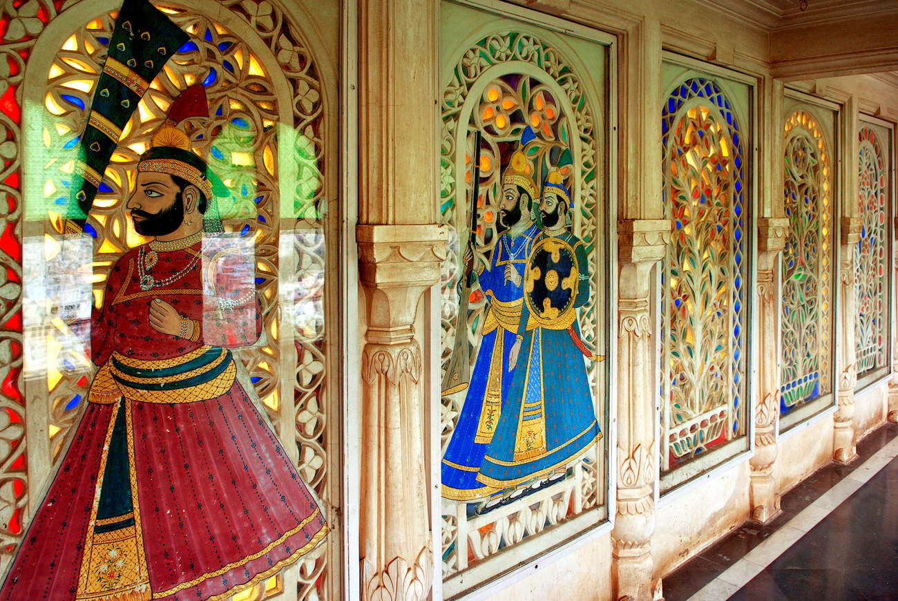 Glass  & marble wall in the City Palace, Udaipur - India