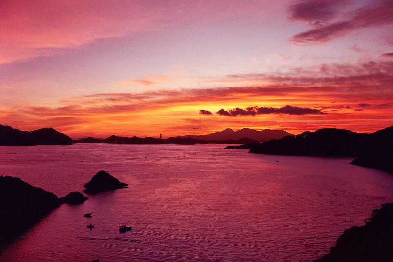 KM-247 Sunset from Headland Road - 1983 - Hong Kong in the 70s and 80s