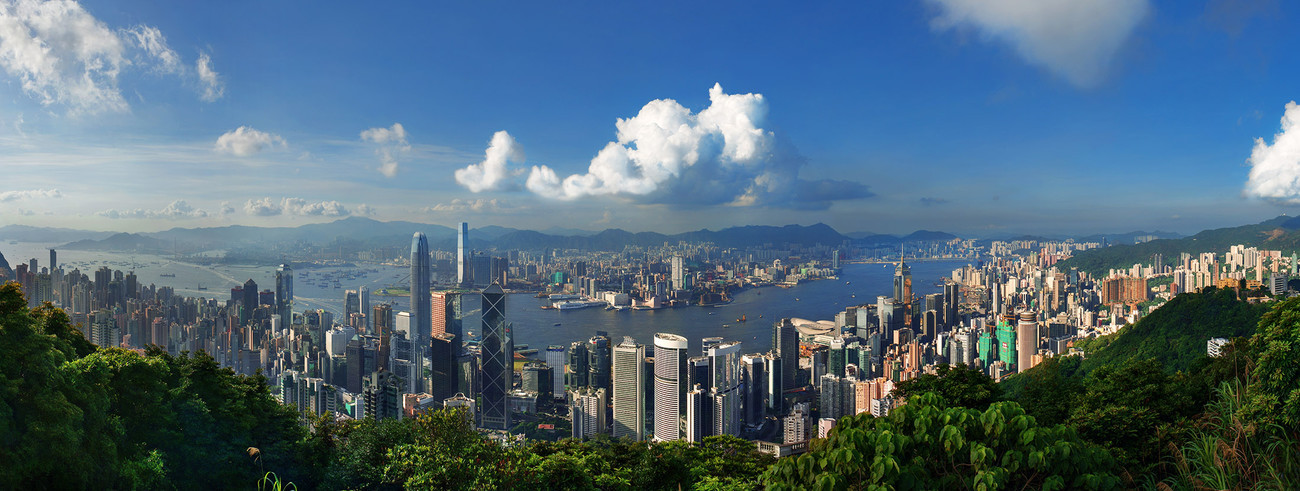 KMPAN-28B Harbour from Pollocks Path - 2015 - Panoramas of Hong Kong - comtemporary