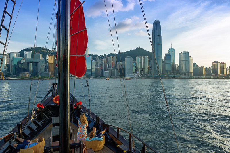 The island at dusk from the Aqua Luna Junk - DSC_7968 - Hong Kong with the Aqua Luna Junk