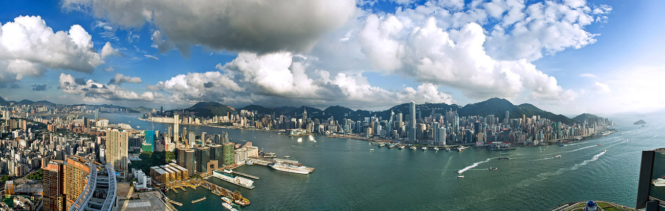 KMPAN-51 Hong Kong Island from the ICC in the evening - Panoramas of Hong Kong - comtemporary
