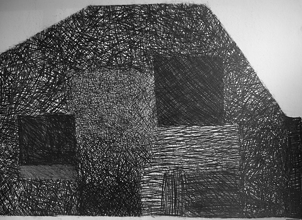 House 6, Graphite on Paper, 84cm x 59cm - Structure Series/Restless Structures, Drawings 2008 - 2009