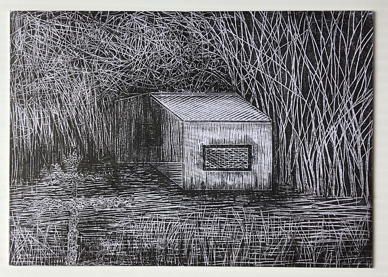 Structure 4, graphite on card, 20cm x 14cm, 2021 - Built Spaces 2021
