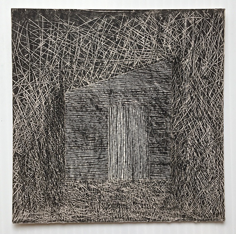 Structure 1, graphite on paper, 25cm x 25cm framed, 2021 - Built Spaces 2021