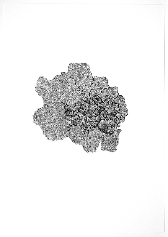 Fray and Fragment 13, Indian ink on Paper, 59cm x 84cm - Fray and Fragment, Drawings, 2011