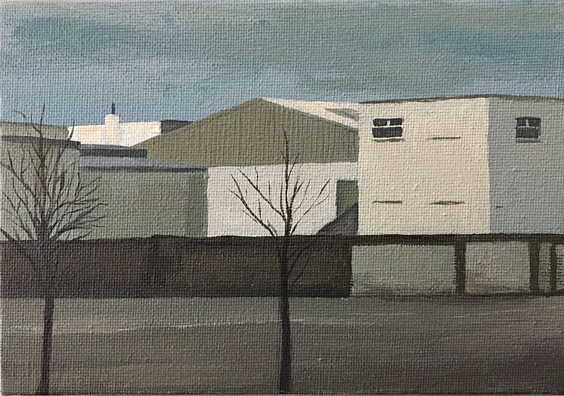 Industrial Estate, Acrylic on Canvas, 17cm x 12cm - Built Spaces 2020