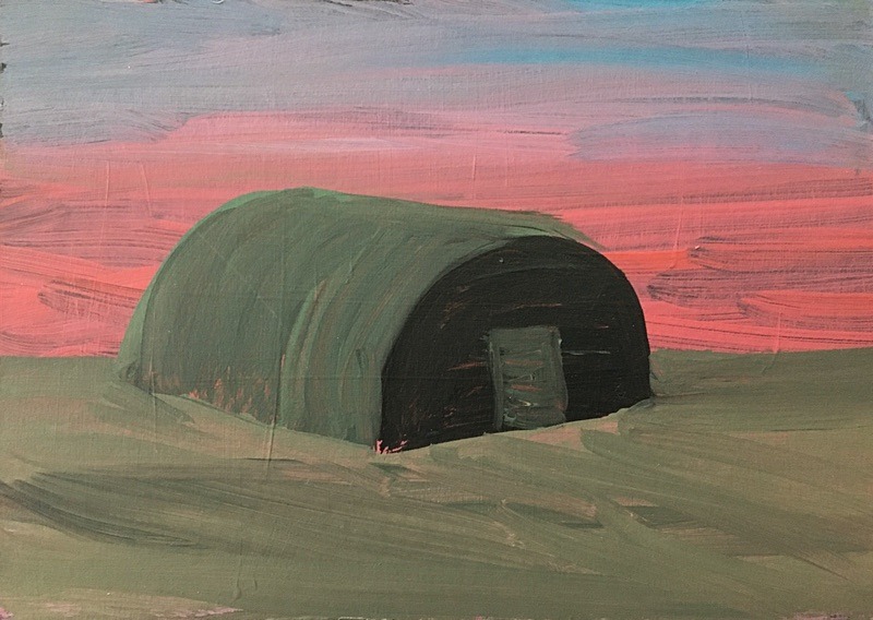 Tunnel 3, Acrylic on Card, 20cm x 14cm - Built Spaces 2020