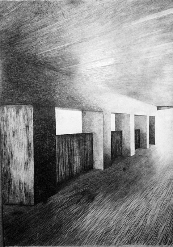 Fabricated Space 4 Graphite on Paper 214cm x 150cm - Fabricated Space, Drawings, 2014-2019