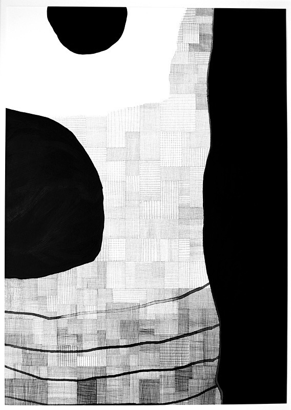 Fray and Fragment 2, Indian Ink on Paper, 59cm x 84cm - Fray and Fragment, Drawings, 2011