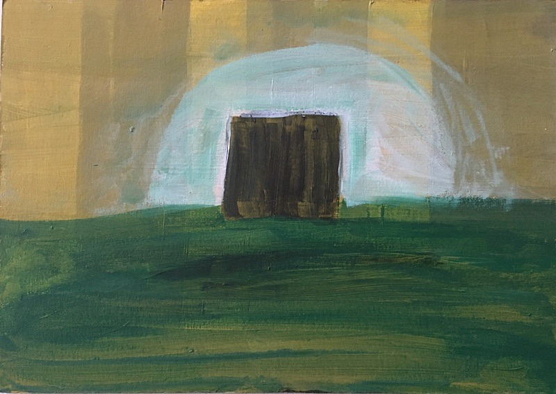 Tunnel 2, Acrylic on Card, 20cm x14cm - Built Spaces 2020