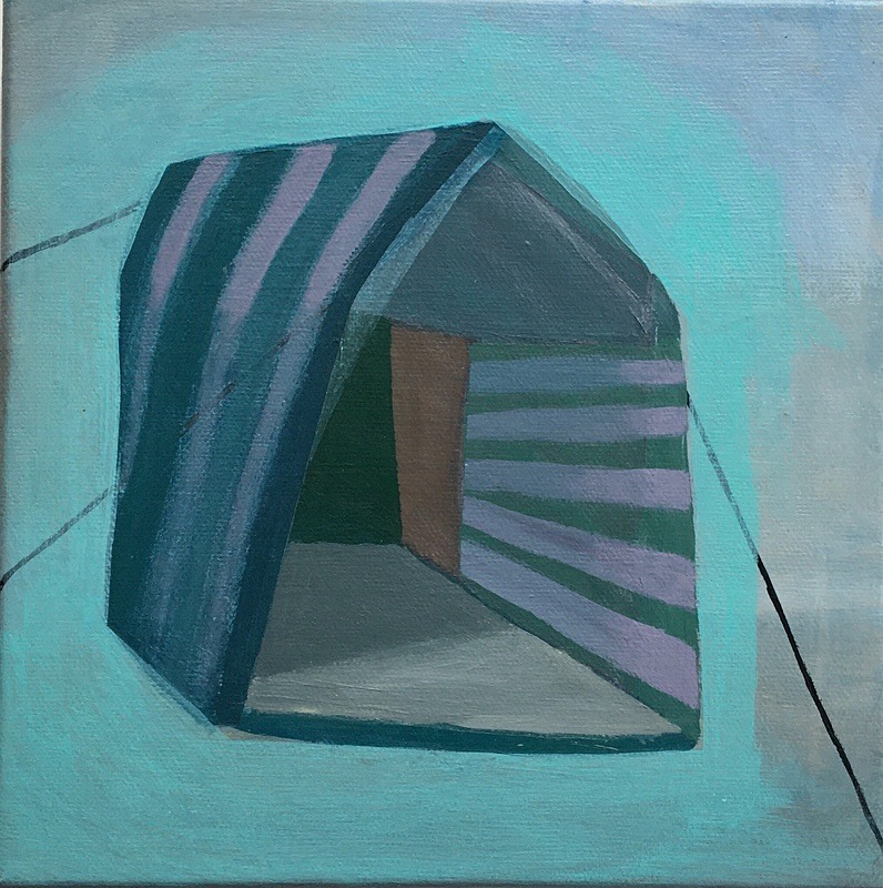 Shelter Series 4, acrylic on canvas 4, 20cm x 20cm - Built Spaces 2020