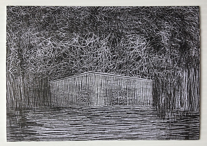 Structure 6, graphite on card, 29cm x 24cm framed, 2021 - Built Spaces 2021