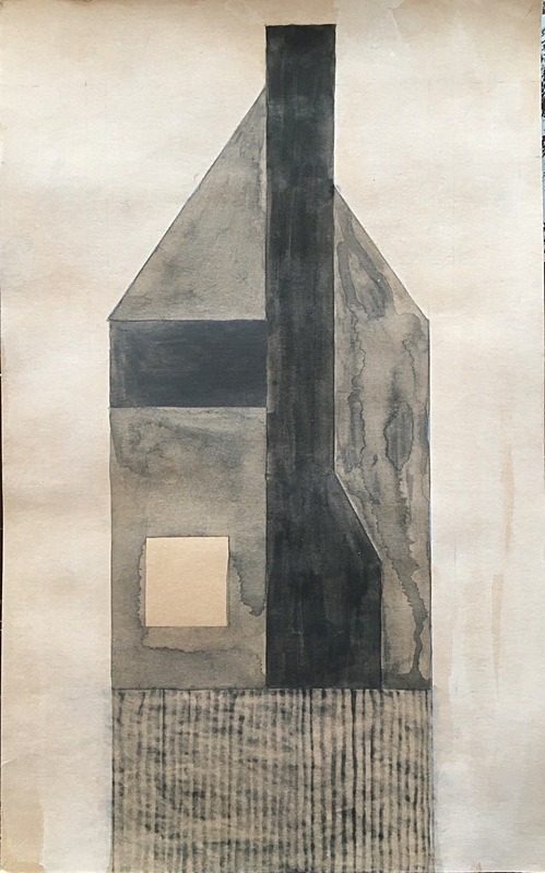 Betty Gannon, Untitled 13, Mixed Media on Paper 38cm x 23cm - Reassemblies Drawing Series 2022