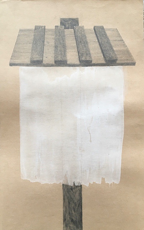 Betty Gannon, Untitled 18, Mixed Media on Paper 38cm x 23cm - Reassemblies Drawing Series 2022