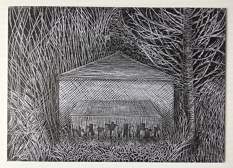 Structure 5, graphite on card, 29cm x 24cm framed, 2021 - Built Spaces 2021
