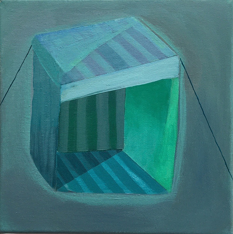 Shelter Series 1, acrylic on canvas, 20cm x20cm - Built Spaces 2020
