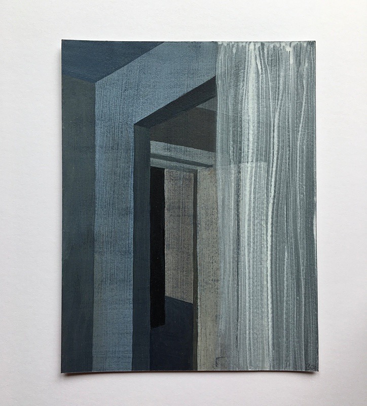 Interior 7, acrylic on paper, 17cm x 22cm - Built Spaces 2020