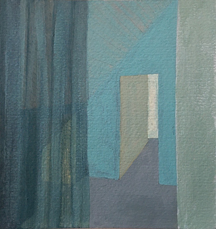 Interior 5, Acrylic on Paper, 20cm x 19cm - Built Spaces 2020