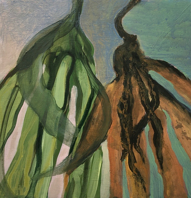 6. Seaweed, Acrylic on Board, 20cm x 20cm - Seaweed