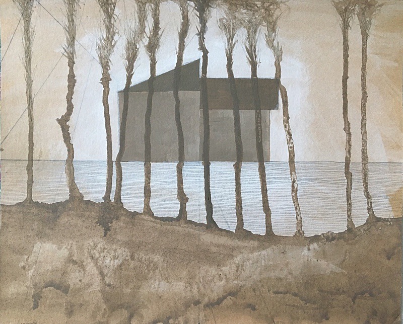 House of Corners, Acrylic on Paper, 28cm x 23cm - Built Spaces 2020