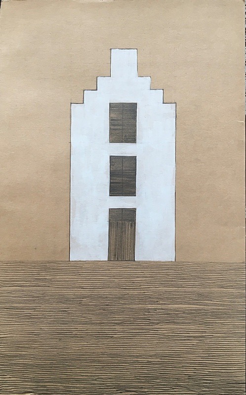 Betty Gannon, Untitled 11, Mixed Media on Paper 38cm x 23cm - Reassemblies Drawing Series 2022