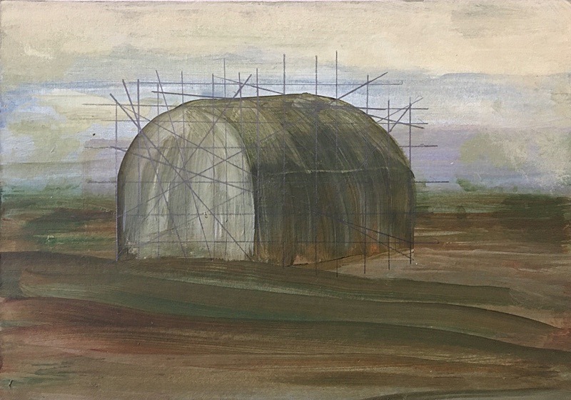 Tunnel 1, Acrylic on Card, 20cm x 14cm - Built Spaces 2020