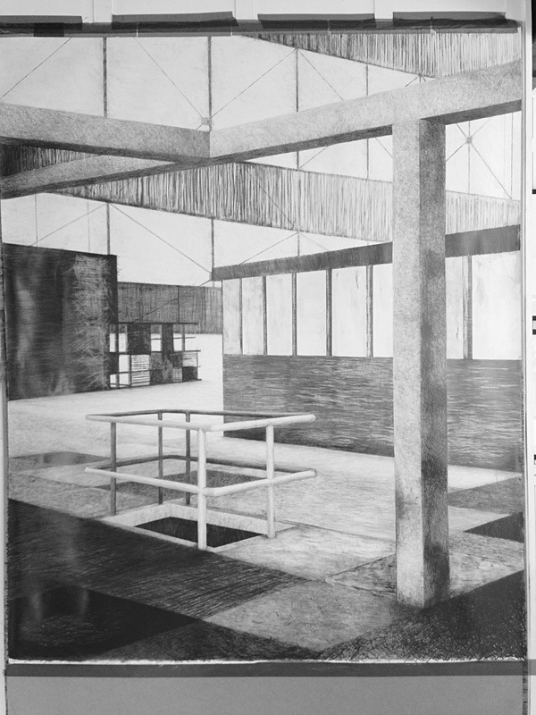 Fabricated Space 2 Graphite on Paper 183cm x 150cm - Fabricated Space, Drawings, 2014-2019
