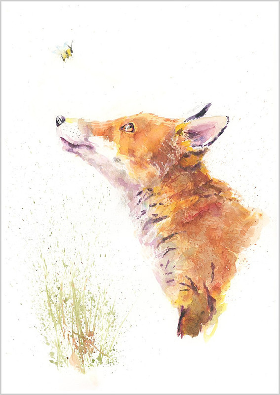 FOX WATCHING BEE Limited Edition Print 173 - WILD