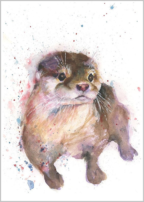 Otter watercolour Fine Art Print 441 - WILD