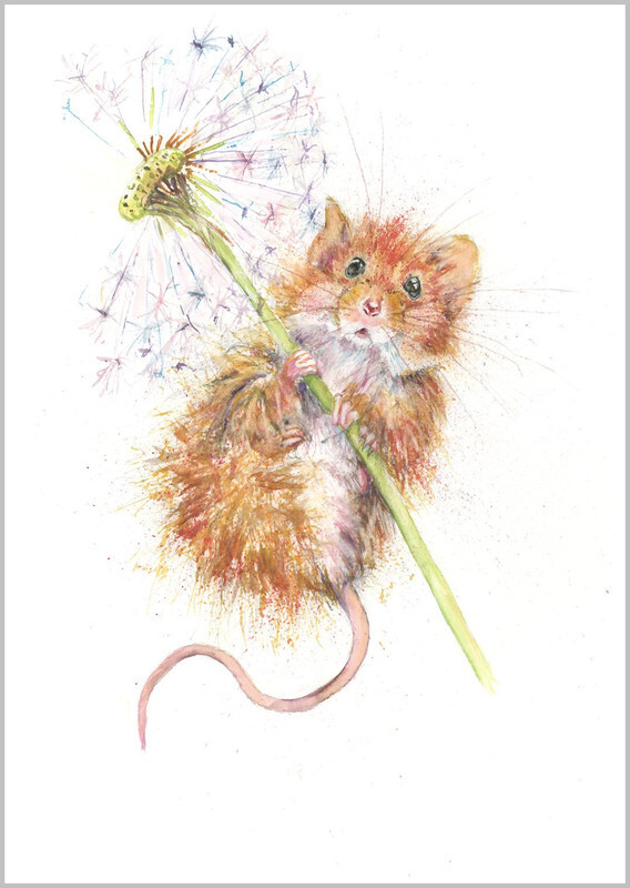 Mouse and Dandelion Fine Art Print 667 - WILD