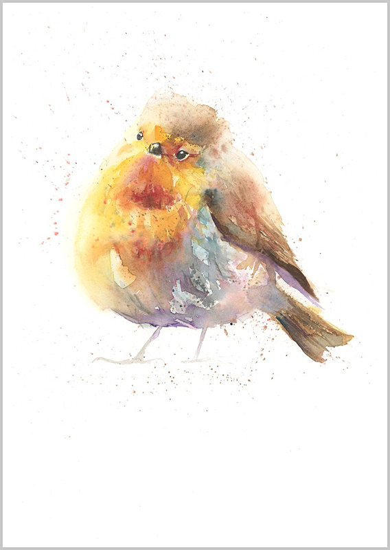Limited print of ROBIN watercolour 311 - FEATHERS