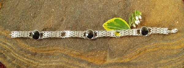Whitby Jet Silver Bracelet jb004 - Whitby Jet Bracelets & Bangles