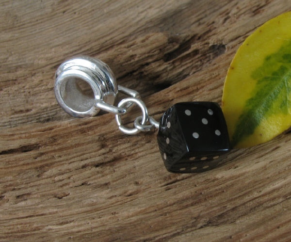 Whitby Jet Dice Charm jch001 - Whitby Jet Beads & Charms