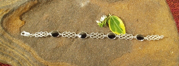 Whitby Jet Silver Bracelet jb003 - Whitby Jet Bracelets & Bangles