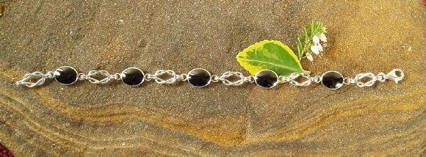 Whitby Jet Silver Bracelet jb005 - Whitby Jet Bracelets & Bangles