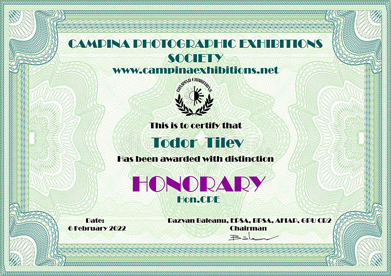 Todor Tilev - HONORARY - HonCPE - Achievements