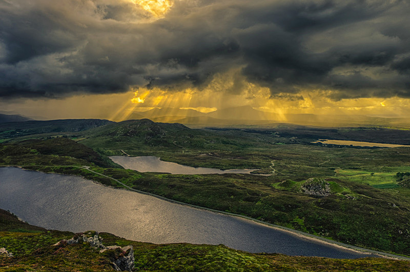 Sunset at Lake Salt Mountains, County Donegal, Ireland. - Sunsets