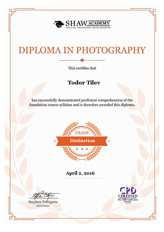 Diploma in Photography_Shaw Academy - Achievements